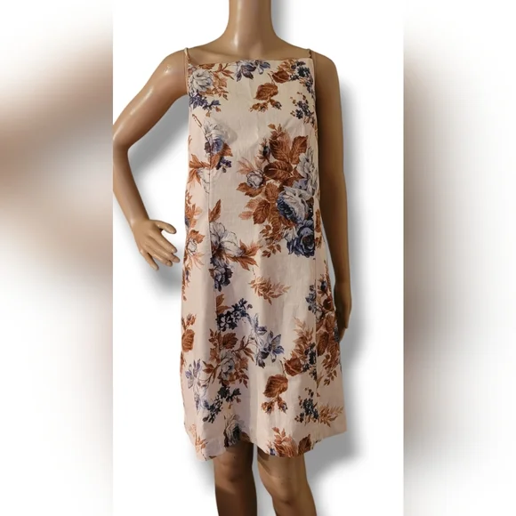 Abercombie & Fitch Linen Floral Slip Dress Square Neck Floral XL - Picture 3 of 8